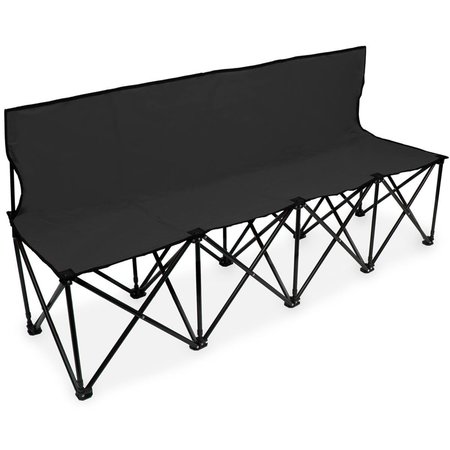 FURNORAMA 6 ft. Portable Folding 4 Seat Bench with Back; Black FU47499